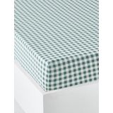 Vertbaudet - Happy'ramide - Hoeslaken - Groen/Wit - Katoen, Machinewasbaar, OEKO-TEX® STANDARD 100