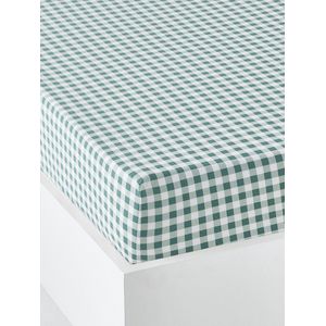 Vertbaudet - Happy'ramide - Hoeslaken - Groen/Wit - Katoen, Machinewasbaar, OEKO-TEX® STANDARD 100