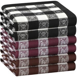 Boraboi® Set van 6 Luxe Herenzakdoeken van 100% Katoen met Elegant Jacquard-Patroon, 42,5 cm