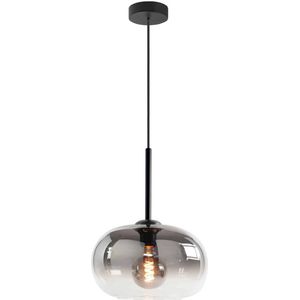 Moderne hanglamp Bellini | 1 lichts | smoke / zwart | glas / metaal | in hoogte verstelbaar tot 130 cm | Ø 30 cm | eetkamer / woonkamer lamp | modern / sfeervol design
