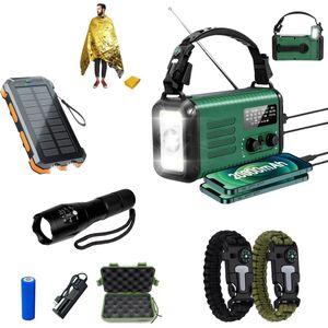 Noodradio 20.000mAh - Solar Opwindbaar - COMPLETE SET - Draagbare en Opwindbare Radio - Nood Radio - Noodradio dab Solar Opwindbaar - Noodpakket voor thuis - Oorlog - Denk vooruit - Overlevingspakket - Bij Rampen