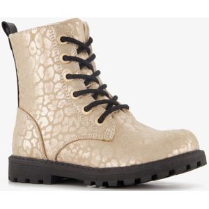 Blue Box meisjes veterboots met luipaardprint goud - Maat 26