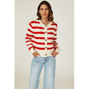 Gestreept gebreid vest in rood