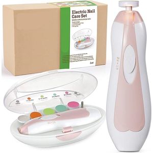 Baby nagel knipper - Nagelvijl baby - Babyvijl Elektrisch - 6 Slijpen Hoofden en LED Licht - Babynagel - Babypedicure -