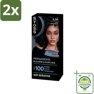 SYOSS - Coloration 3-59 Cool Donkerbruin - Haarverf - Grijsdekking - Vermindert Haarbreuk - Voordeelverpakking - 2 stuks - Haarverf - Permanente haarkleuring