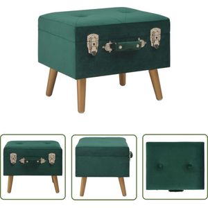 The Living Store Opbergkruk - Fluweel - 40x33x33 cm - Groen en goud