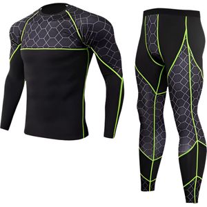 E-shop4u® - Thermisch Ondergoed Set Mannen - Ondergoed Sets Lange - Lange Mouw - Compressie - Snel Droog - Ski Ondergoed - Maat XXL - Groen