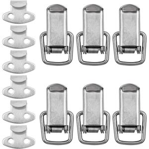 Allecto Plus - Veer Geladen Toggle Klink Zilver Catch Hasp Klem Met Schroeven - Kast Houten Case Box Borst (6 Stuks)