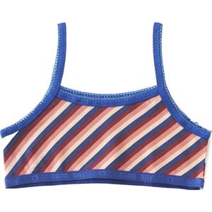 Little Label - Meisjes croptop - stripes pink red blue - maat: 134/140 - bio-katoen