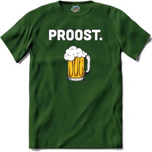 Proost - Bier kleding cadeau - bierpakket kado idee - grappige bierglazen drank feest teksten en zinnen - T-Shirt - Heren - Bottle Groen - Maat 4XL