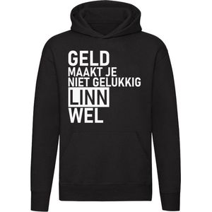 Geld maakt je niet gelukkig maar Linn wel Dames T-shirt - geld - humor - grappig - relatie - liefde - money - unisex - trui - sweater - capuchon