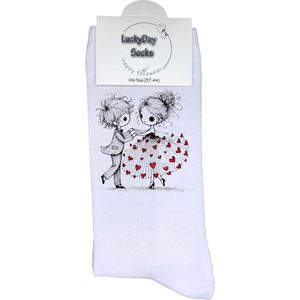 Valentijn cadeau - Valentijn sokken - Grappige sokken - Leuke sokken - Hem Haar sokken - Vrolijke sokken - Liefde - Trouw Cadeau - Vaderdag - Moederdag - Verjaardag cadeau - Bruiloft - Kerst cadeau - Leuk Cadeau - Socks maken Happy - 37-44 - Dans