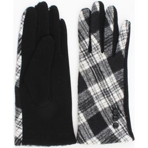 Dames handschoenen met fleece voering zwart wit ruitje maat M