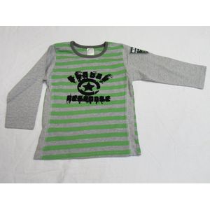 tshirt  , jongens , t-shirt lange mouw , grijst streep groen ,116 - 6 jaar