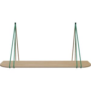 Leren split-plankdragers - Handles and more® - 100% leer - ZEEGROEN - set van 2 / excl. plank (leren plankdragers - plankdragers banden - leren plank banden)