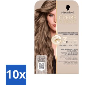 Schwarzkopf - Haarkleuring - Creme Supreme 7-16 - Cool Donker Asblond - 245g - Bulkverpakking - 10 stuks