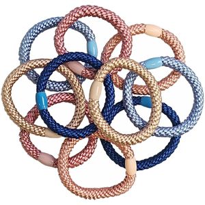 20 Gekleurde Gevlochten Haarelastiekjes Met Kraal - Dikke Haarelastiekjes Te Dragen Als Armband - 2-in-1 Haar Elastiek - 20 Stuks - Summer Mix