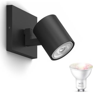WiZ Runner Opbouwspot (Zwart) - Wit en Gekleurd Licht - Wandspot of Plafondspot met 1 Lichtpunt - GU10 - Te bedienen via WiFi