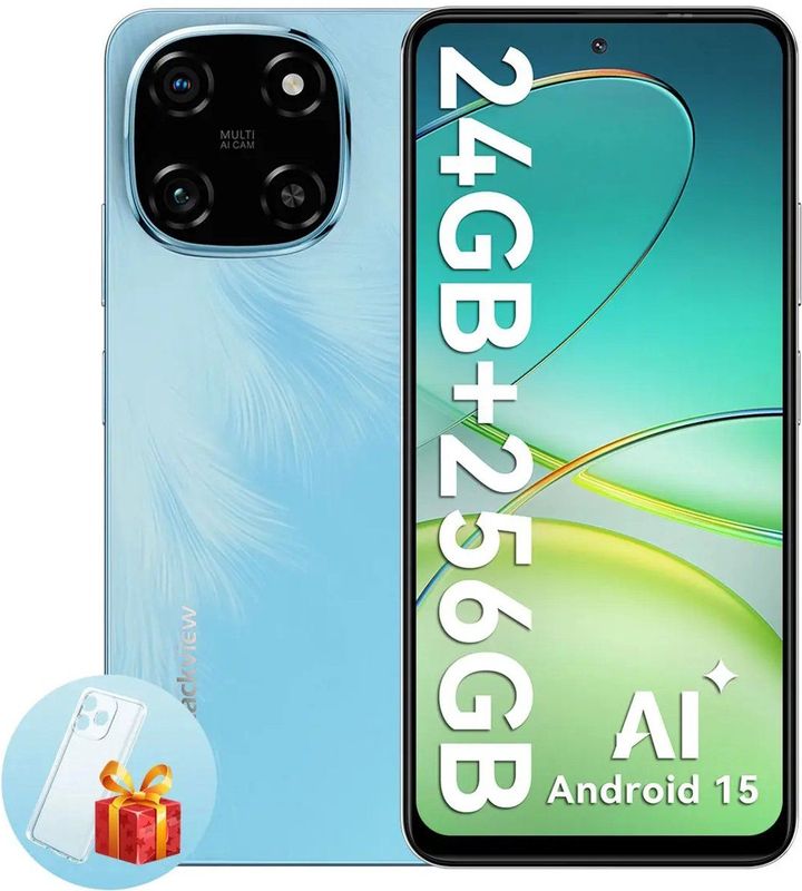 Blackview COLOR 6 Smartphone - 24GB RAM - 256GB ROM - 6.67 Inch - 5000mAh - Dual 4G LTE - Android 15 - GPS - Blauw