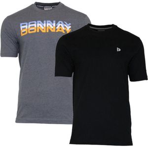 2-Pack Donnay T-shirts (599009/599008) - Heren - Charcoal marl/Black - maat S