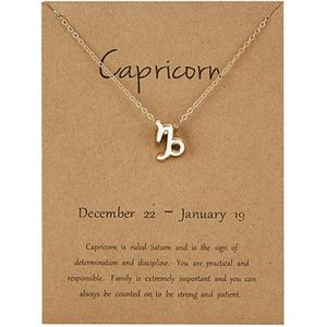 Cabantis Horoscoop-Ketting|Horoscoop|Ketting Dames|Ketting Heren| Goudkleurig|Capricorn|Steenbok