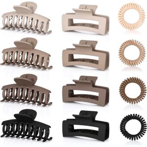 Haarklemmen en haarelastiekjes set van 12 - Perfect voor dik haar - Antislip grip voor dames en meisjes