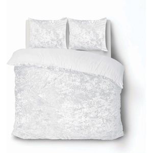 iSleep Dekbedovertrek Crushed Velvet - Litsjumeaux - 240x200/220 cm - Wit