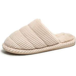 Instap Pantoffels Dames - Pantoffels dames - Pantoffels - Maat 38/39 - Sloffen - Fluffy Open Sloffen - Dames pantoffels - Winter Pantoffels - achte open sloffen vrouwen en meisjes - Open Sloffen - Beige