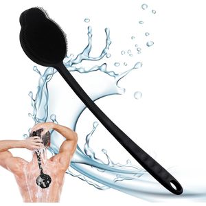 Upgrade Silicone Body Scrubber - lange steel - exfoliatie - doucheaccessoire