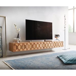 Tv-meubel Fevo acacia natuur 220 cm 4 deuren L-pootjes lowboard