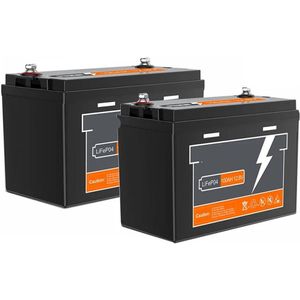 Batterij - Solar batterijen - Powerstation - Zonne opslag - Lithium IJzer Fosfaat Batterij - Opslag - 12.8V - 100AH - LiFePO4 Batterij met Ingebouwde BMS voor RV, Campers, Golfkarren en Zonne-opslag