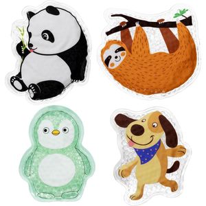 Navaris gel packs 4 stuks - Hot cold pack voor warm en koud gebruik - Koelcompres voor kinderen met dieren ontwerp - Voor eerste hulp bij ongelukjes