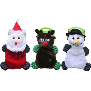 De Boon Pluche Kerst Poppetjes Met Piep - Hondenspeelgoed - Assorti - 26 cm