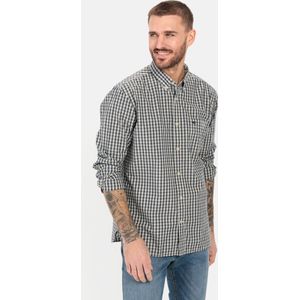 camel active Overhemd met lange mouwen en ruitpatroon - Maat menswear-M - Donkerblauw