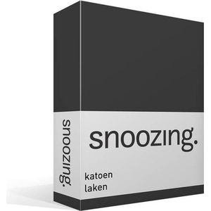 Snoozing - Laken - Katoen - Tweepersoons - 200x260 cm - Antraciet