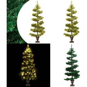 vidaXL Kunstkerstboom met verlichting en pot 120 cm PVC groen - Spiraalkerstboom - Spiraalkerstbomen - Spiraal Kerstboom - Kunstkerstboom