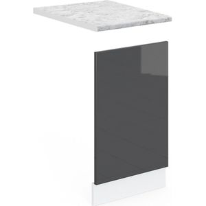 Vicco R-Line Keuken Frontpaneel – 45 cm , WB Marmer Antraciet Hoogglans , WB Marmer