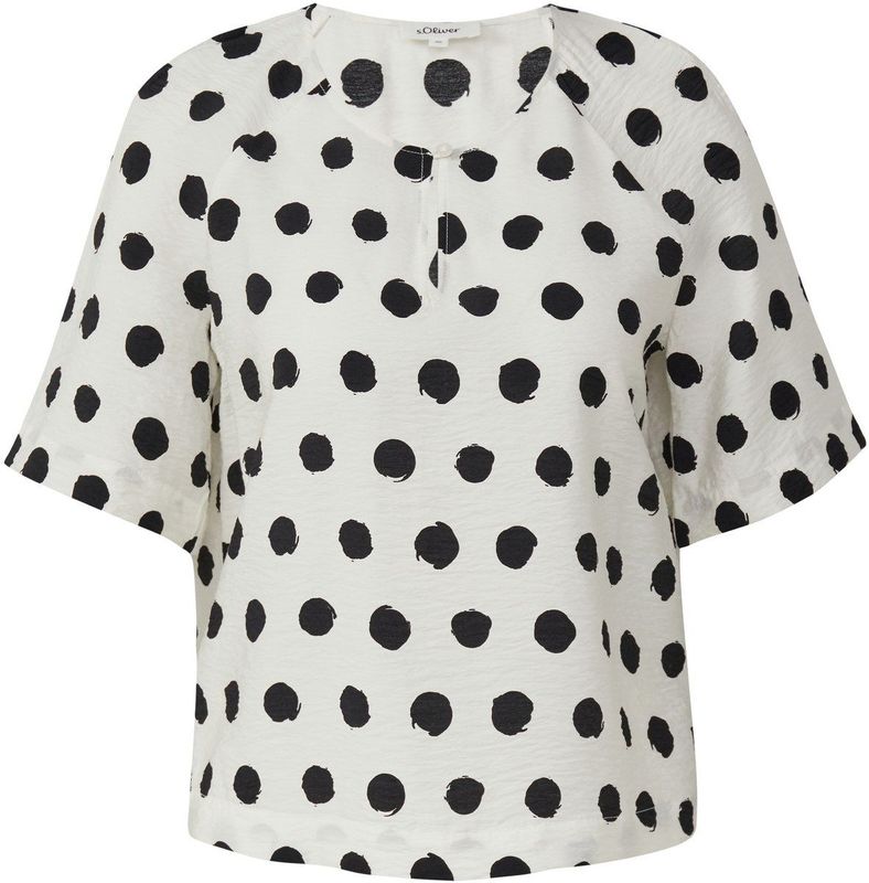 s.Oliver RED LABEL - Blouseshirt - All-over Motief - Relaxed Fit - Ronde Hals - Viscosemix