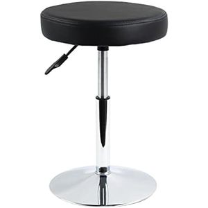 PromoHome Ronde Draaibare Kantoorstoel - Hoogte Verstelbare PU Leren Kruk met Anti-Slip Basis - Geschikt voor Salon, Pedicure en Tattoo Stoel - Zwart