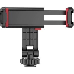 Telefoonhouder voor statief - 360º Draaibare - met 2 cold shoe mount - Universeel tot 9cm breed - voor iPhone, Galaxy, Huawei, Xiaomi, Small Cameras - Zwart