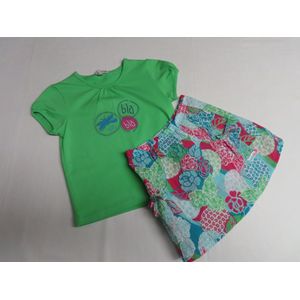 Ensemble - Kledingset - Meisjes- T shirt + rokje - Groen , gebloemd - 4 jaar 104