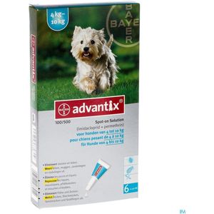 Bayer Advantix Vlooien & Teken Pipetten - Hond 4 tot 10 kg - 6 stuks