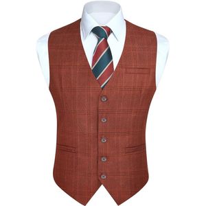 Geruit Herengilet voor Bruiloften en Feesten - Formeel Vesten van Katoen