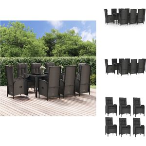 vidaXL Tuinset - Tuinsets - Tuin Set - Tuinmeubelset - 9-delige Tuinset poly rattan zwart
