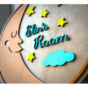 3D Houten Kinderkamer Wanddecoratie | Met naam | Bio Materiaal | Babykamer decoratie | Kleurrijk en handgemaakt | Perfect als Babyshower of verjaardag cadeau