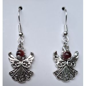 Oorbellen ""Tijgeroog Rood"" Engelen