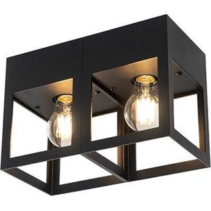 QAZQA cela - Moderne Plafondlamp - 2 lichts - L 26.4 cm - Zwart - Woonkamer | Slaapkamer | Keuken