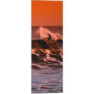 Vlag - Zee - Water - Persoon - Surfen - Surfplank - Hobby - Golven - 20x60 cm Foto op Polyester Vlag