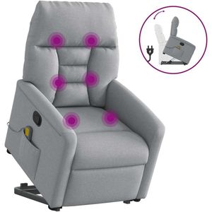 vidaXL Sta-op-massagestoel - Lichtgrijs - Stof - Verstelbaar