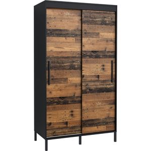 Pro-meubels - Kledingkast Baltic - 120cm - Zwart mat - Old wood - Garderobekast - Slaapkamer